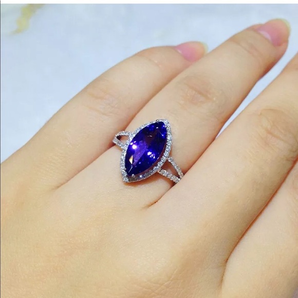 925 deep purple silver engagement ring